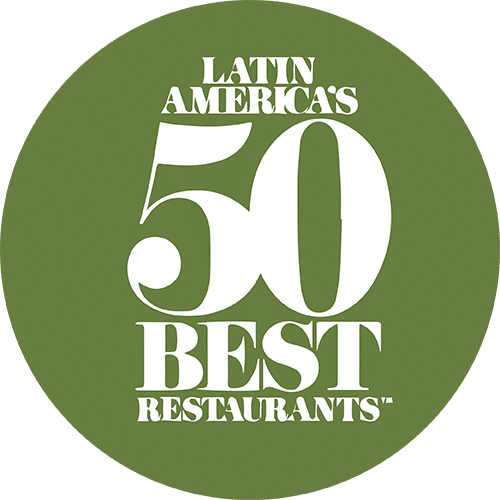 Logo of Latin America’s 50 Best Restaurants, an international accolade that includes KOLI on the list of the region’s best restaurants, highlighting its innovation and culinary offerings.