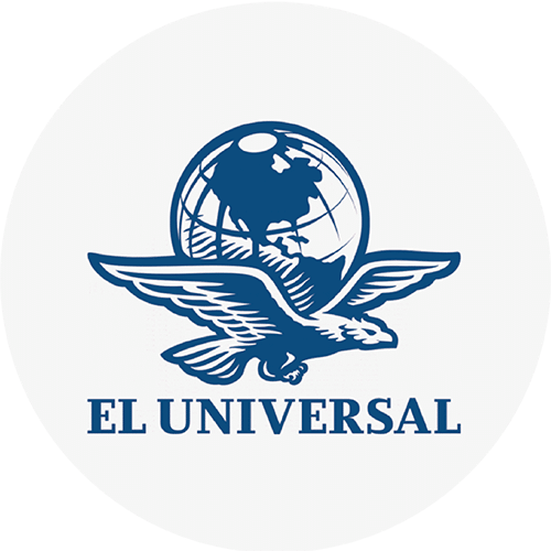 The logo of El Universal, a Mexican newspaper, featuring its distinctive globe symbol accompanied by all-caps typography.